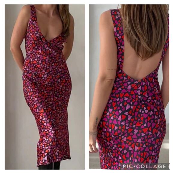 NWT Rumored Sunset Strip Slip Midi Dress S Love struck Valentines Old Hollywood - Picture 2 of 13